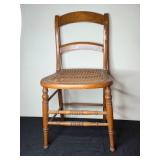 Vintage Wooden Dining Chair with Woven/Cane Seat