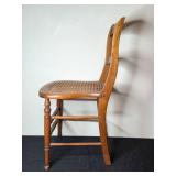 Vintage Wooden Dining Chair with Woven/Cane Seat