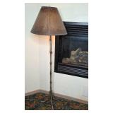Vintage Metal Floor Lamp with Bamboo Design and Shade - rug not inc