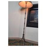 Vintage Metal Floor Lamp with Bamboo Design and Shade - rug not inc
