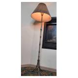 Vintage Metal Floor Lamp with Bamboo Design and Shade - rug not inc