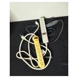 Assorted Household Items including Power Strips, Stationery, and Storage Basket