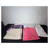 Assorted Collection of Fabric Pieces Inc Towels & Lace with Varied Designs