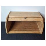 Wooden Breadbox and Brown Serving Platter Set