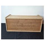 Wooden Breadbox and Brown Serving Platter Set