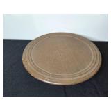 Wooden Breadbox and Brown Serving Platter Set