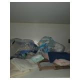 Assorted Collection of Bathroom Towels, Toiletries, and First Aid Supplies