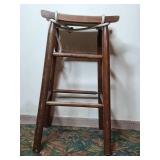 Vintage Wooden Tall Stool with Rope Seat