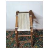Vintage Wooden Tall Stool with Rope Seat