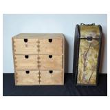 Mini Wooden Drawer Set for Jewelry or Organizing and Decorative Case with Tropical Design