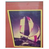 Framed Artwork of Sailing with Signed Signature