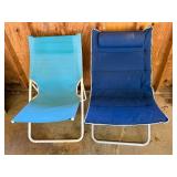 Pair of Used Beach Chairs with Metal Frames