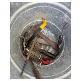 Collection of Hand Tools and Galvanized Metal Bucket