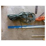 Assorted Clamps, Rulers, Extension Cords, and Square Set