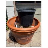 Large Terracotta and Plastic Planter Set