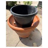 Large Terracotta and Plastic Planter Set