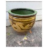 Large Ceramic Dragon Planter with Green Interior