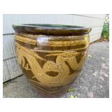 Large Ceramic Dragon Planter with Green Interior