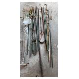 Assorted Metal and Plastic Garden Stakes and Supports