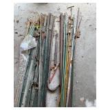 Assorted Metal and Plastic Garden Stakes and Supports