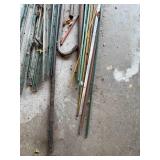 Assorted Metal and Plastic Garden Stakes and Supports