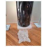 Decorative Vase with Tall Twigs on Ornate Pedestal