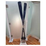 Vintage Large Decorative Rowing Oars in Metal Holder