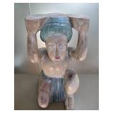 Vintage Hand-Carved Wooden Statue of a Kneeling Figure