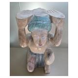 Vintage Hand-Carved Wooden Statue of a Kneeling Figure