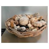 Basket of Assorted Dried Gourds with Collector Corks and Miscellaneous Items