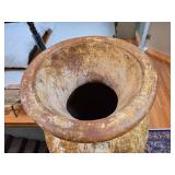 Large Antique Terracotta Amphora with Metal Stand - rug not included