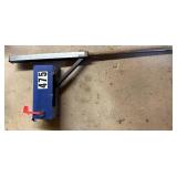 Used Blue Mailbox with Mounting Pole and Red Flag
