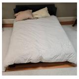 Queen Size Platform Bed with Headboard and Linens