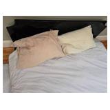 Queen Size Platform Bed with Headboard and Linens