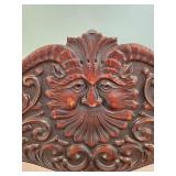 Antique Hand-Carved Wooden Armchair with Face Motif