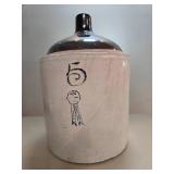 Vintage Stoneware Crock Jug with Handle, 5 Gallon