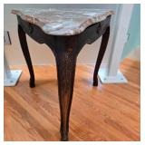Antique Marble-Top Wooden Side Table