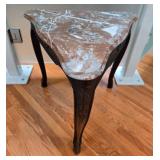 Antique Marble-Top Wooden Side Table