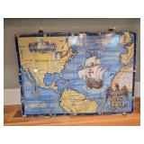 Antique Ceramic Wall Art Tile Map of the Americas & Atlantic