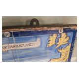 Antique Ceramic Wall Art Tile Map of the Americas & Atlantic