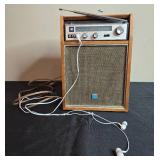 Vintage Tokyo Shibaura Electric Co. AM/FM Wooden Radio with Earphones