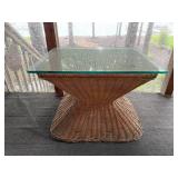 Wicker and Glass Coffee Table