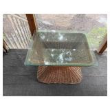 Wicker and Glass Coffee Table