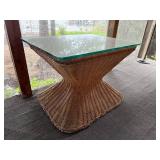 Wicker and Glass Coffee Table