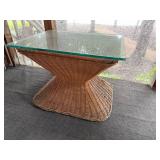 Wicker and Glass Coffee Table
