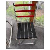 Set of 2 Retro Metal and Wood Folding Chairs