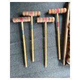 Vintage Croquet Set with 4 Mallets and Wooden Box