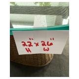 Woven Wicker Side Table with Glass Top