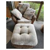 Wicker Armchair with Ottoman Patio Set