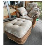 Wicker Armchair with Ottoman Patio Set